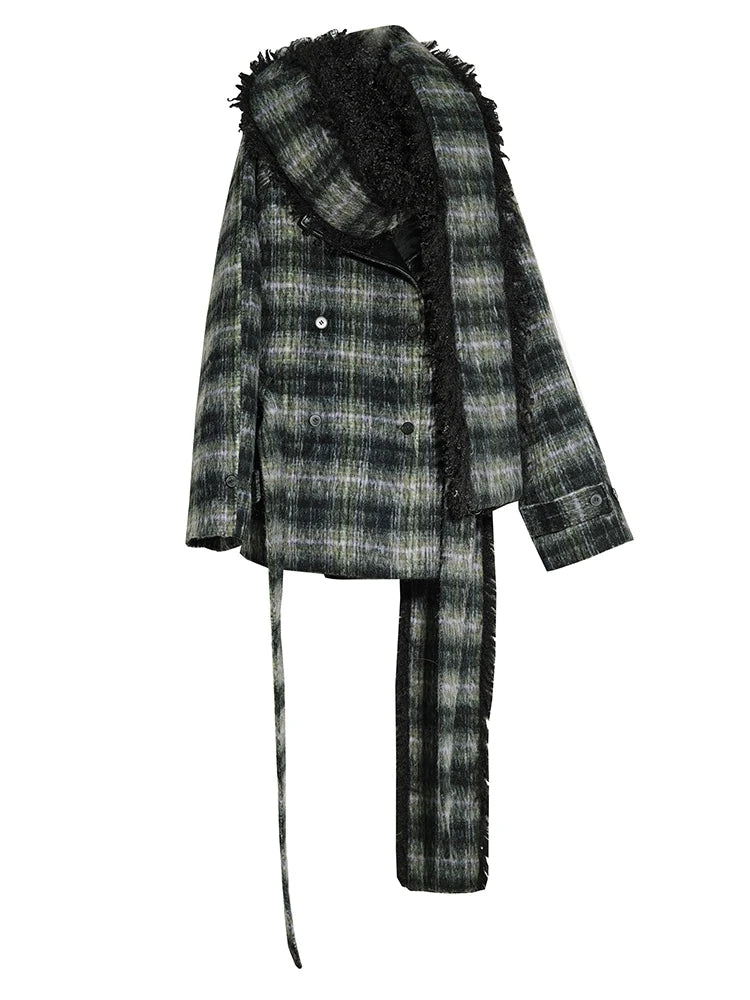 Puket Plaid Scarf Coat