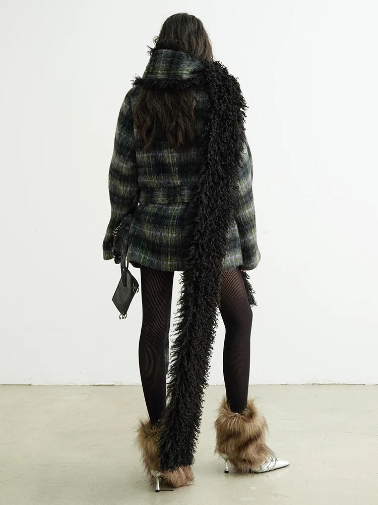 Puket Plaid Scarf Coat