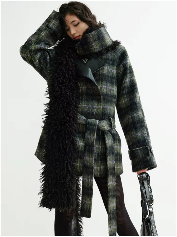 Puket Plaid Scarf Coat