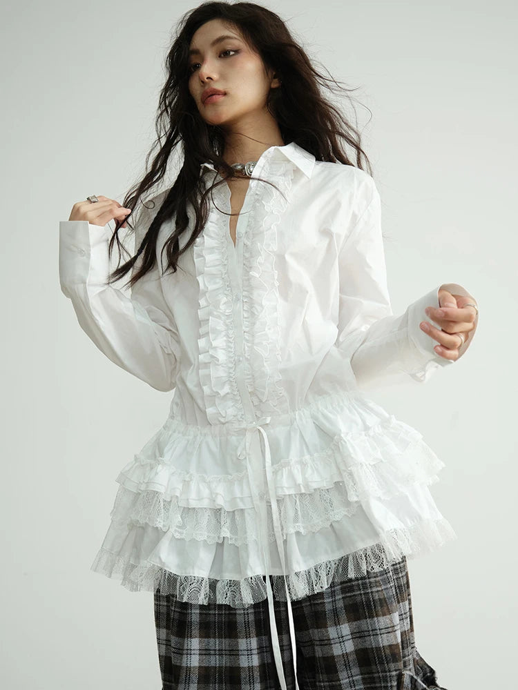 Sharley Lace Ruffle Blouse