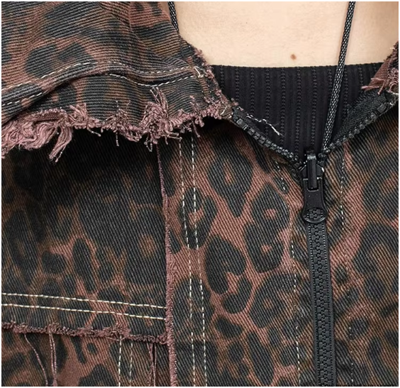 Kuniko Denim Leopard Jacket