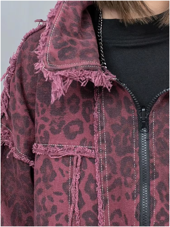 Kuniko Denim Leopard Jacket