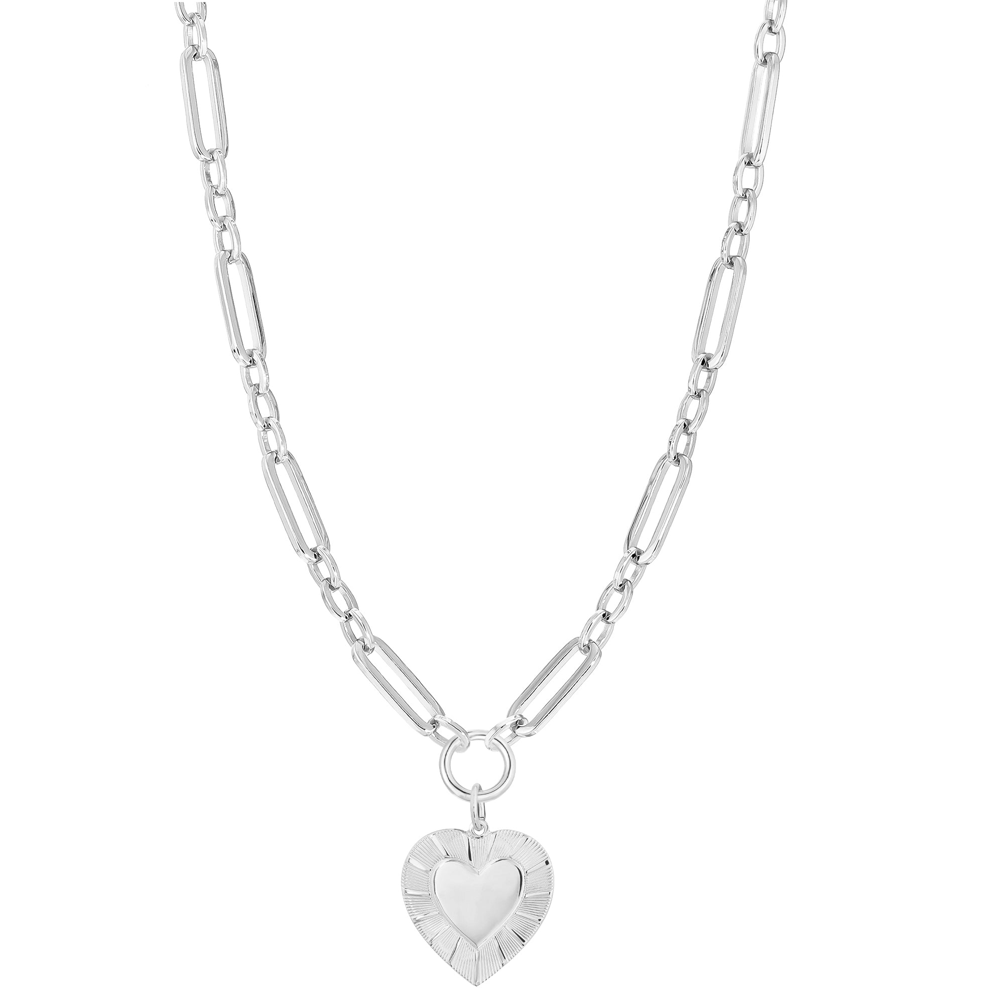 eklexic Large Multi Link Chain & Heart Pendant Necklace by eklexic