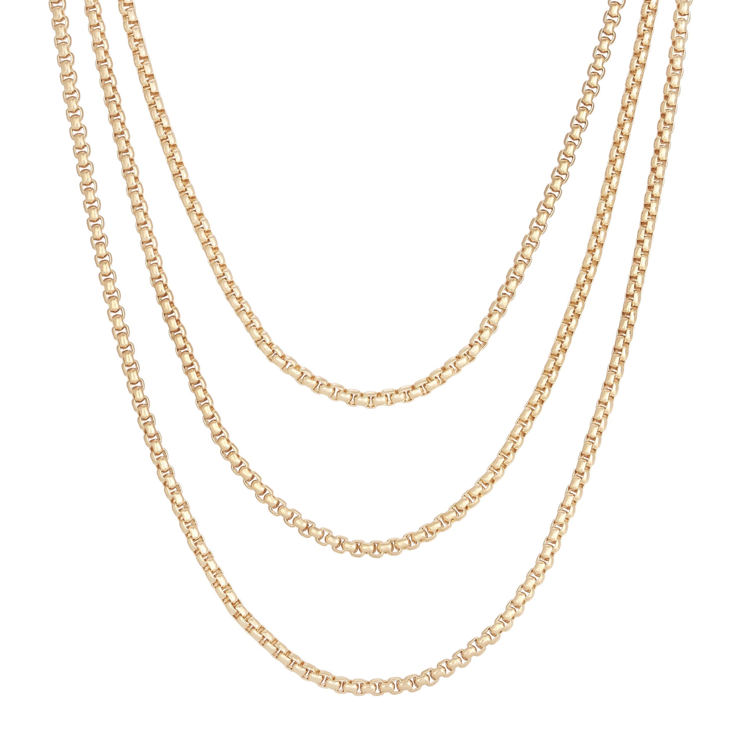 eklexic Triple Layer Thin Luciana Box Chain Necklace by eklexic