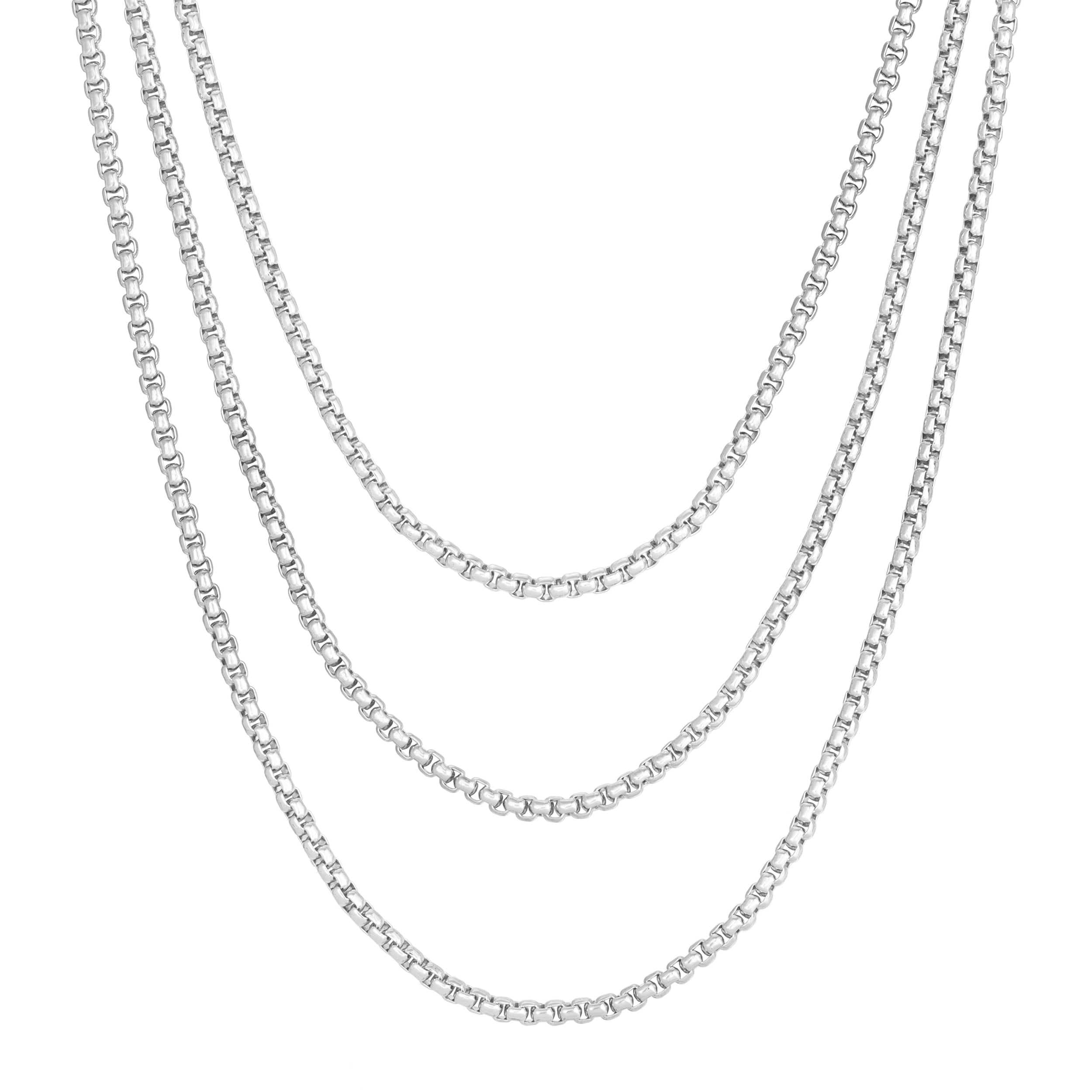 eklexic Triple Layer Thin Luciana Box Chain Necklace by eklexic