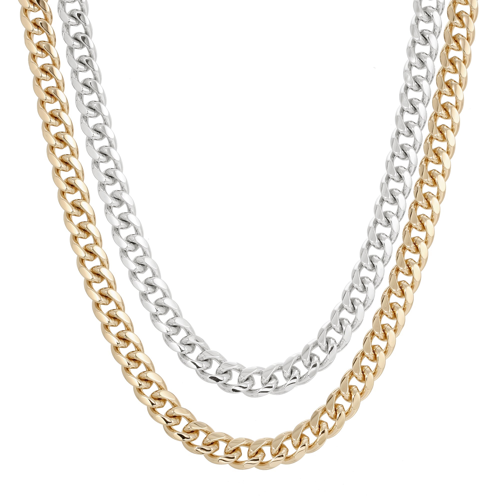 eklexic TWO-TONED DOUBLE CURB CHAIN NECKLACE by eklexic