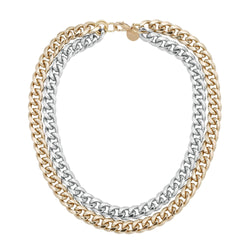 eklexic TWO-TONED DOUBLE CURB CHAIN NECKLACE by eklexic