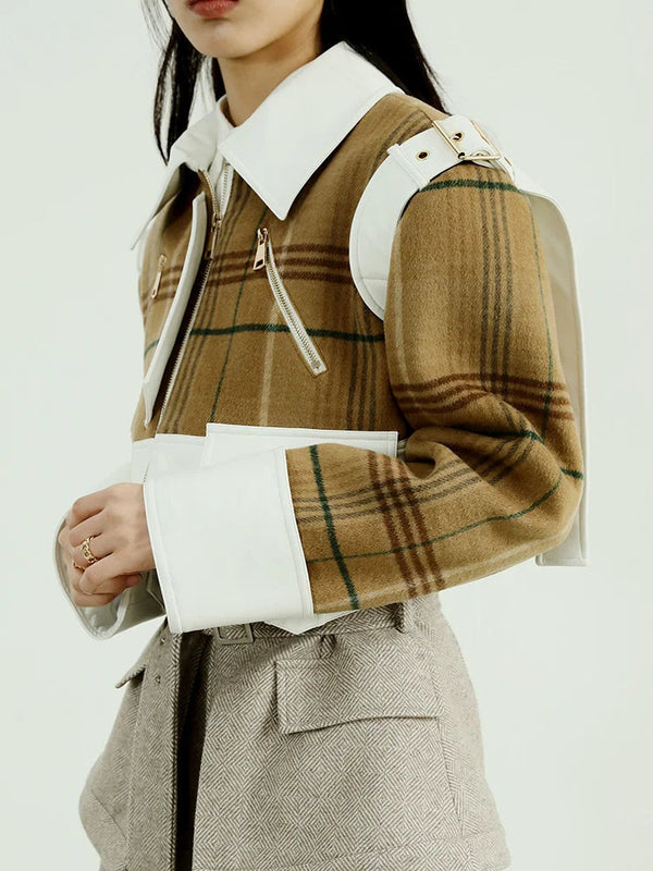 Marigold Shadows Alanhe Plaid Crop Jacket