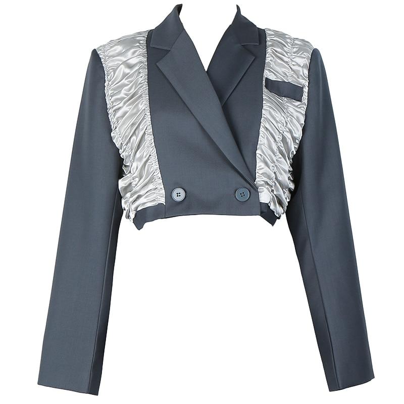 Marigold Shadows Blazers Izanagi Pleated Long Sleeve Crop Blazer