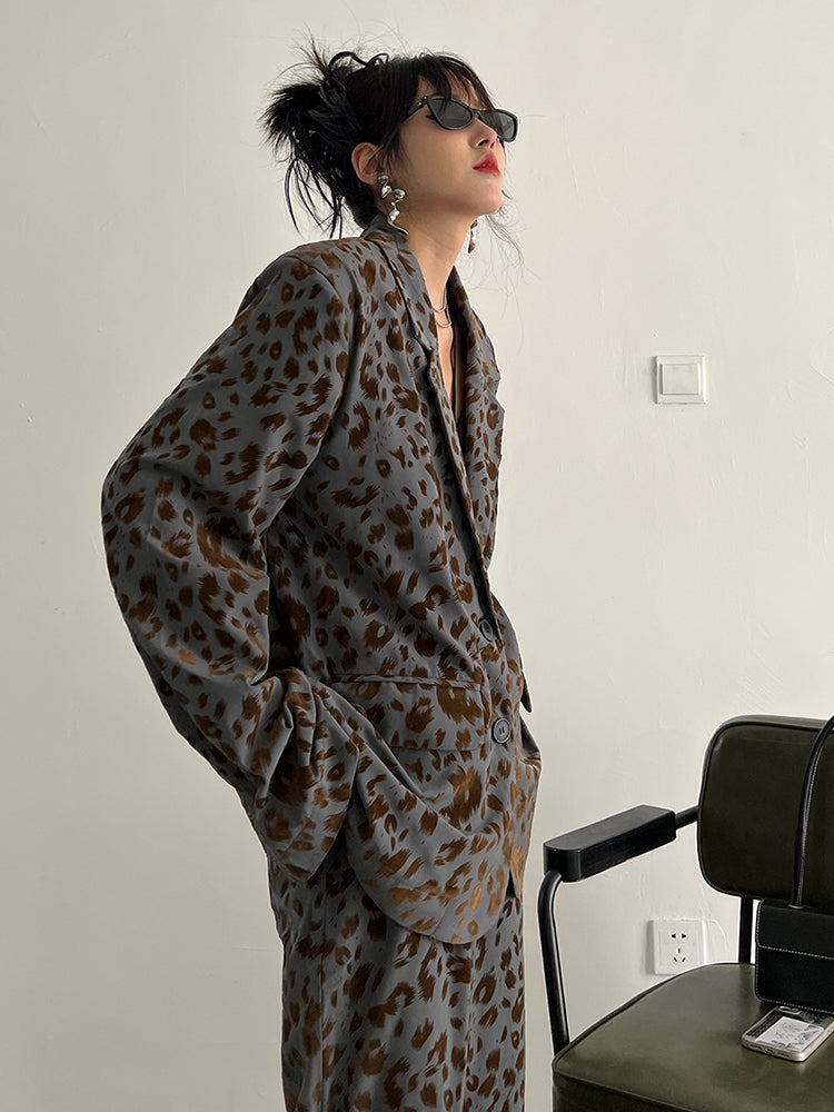 Marigold Shadows Blazers Panta Leopard Print Blazer