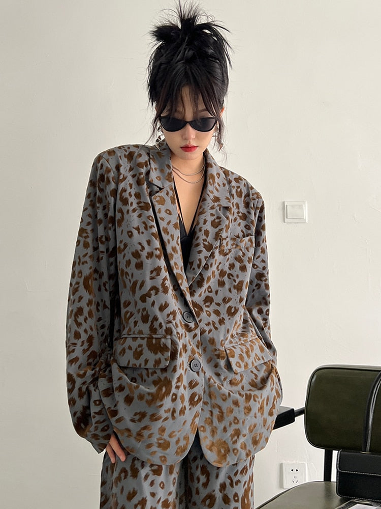 Marigold Shadows Blazers Panta Leopard Print Blazer