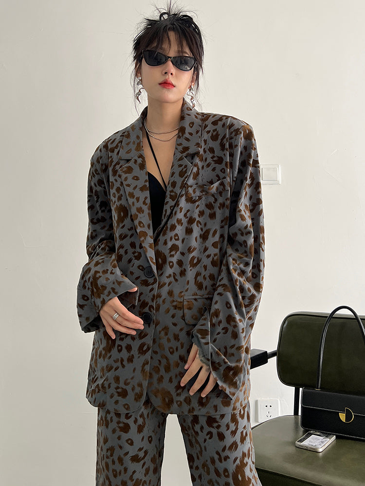 Marigold Shadows Blazers Panta Leopard Print Blazer