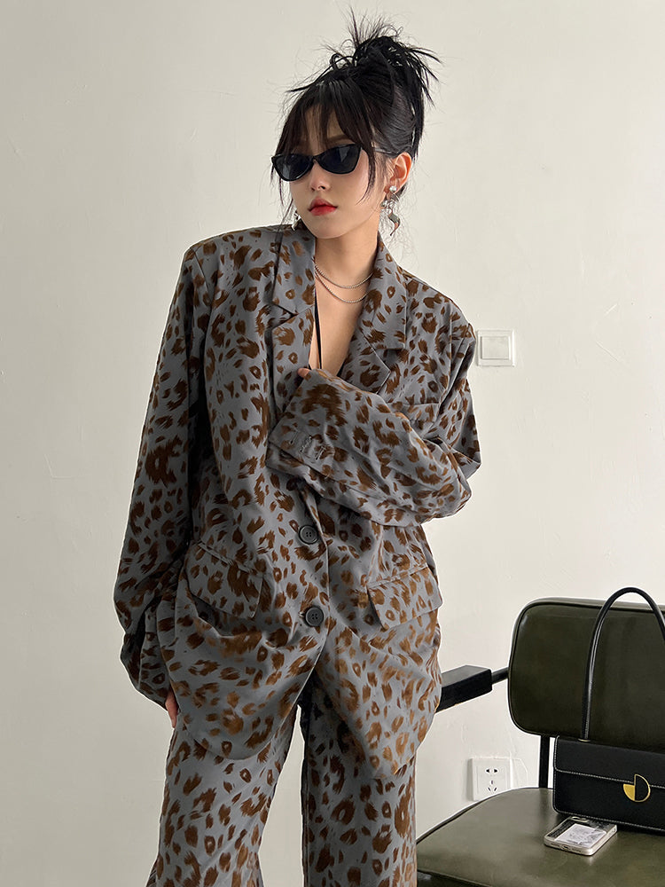 Marigold Shadows Blazers Panta Leopard Print Blazer