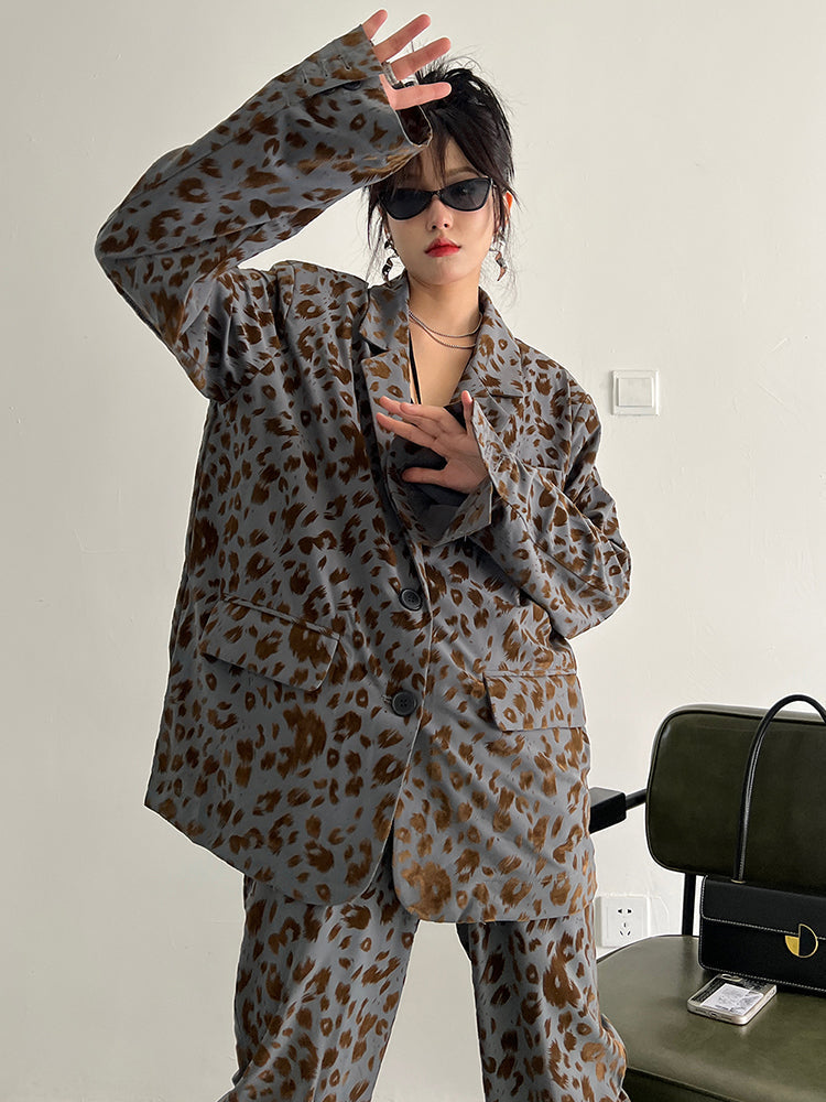 Marigold Shadows Blazers Panta Leopard Print Blazer