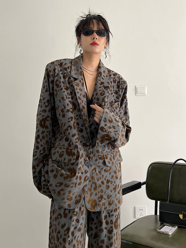 Marigold Shadows Blazers Panta Leopard Print Blazer