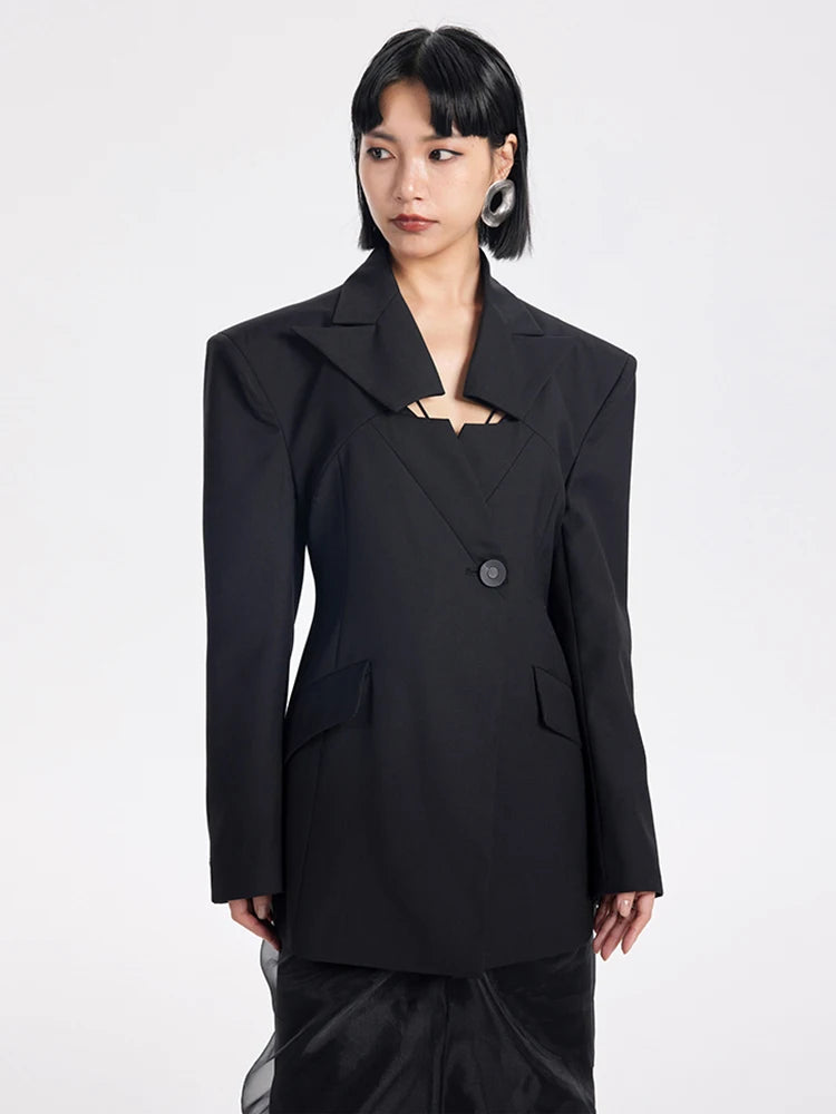 Marigold Shadows Blazers Teeknee Cut Out Collar Blazer