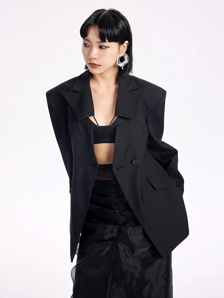 Marigold Shadows Blazers Teeknee Cut Out Collar Blazer