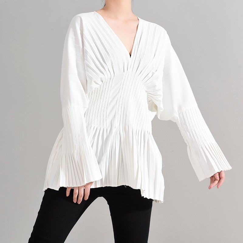 Marigold Shadows Blouses & Shirts Sakiya Pleated Long Sleeve Shirt