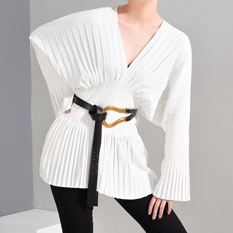 Marigold Shadows Blouses & Shirts Sakiya Pleated Long Sleeve Shirt