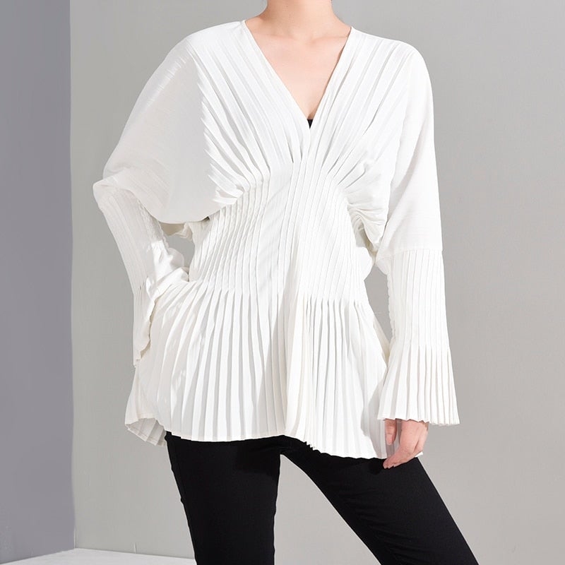 Marigold Shadows Blouses & Shirts Sakiya Pleated Long Sleeve Shirt