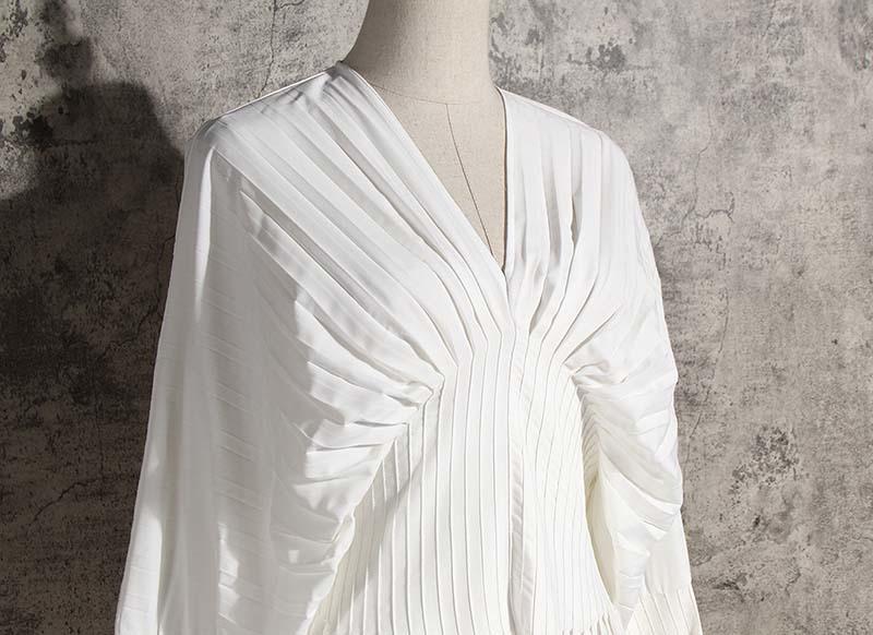 Marigold Shadows Blouses & Shirts Sakiya Pleated Long Sleeve Shirt Dress - White