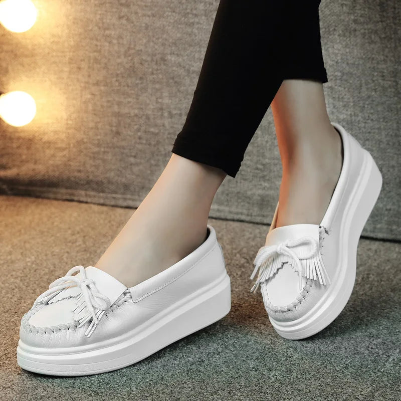 Marigold Shadows BOOT *** Moeerue Platform Mocassins - White
