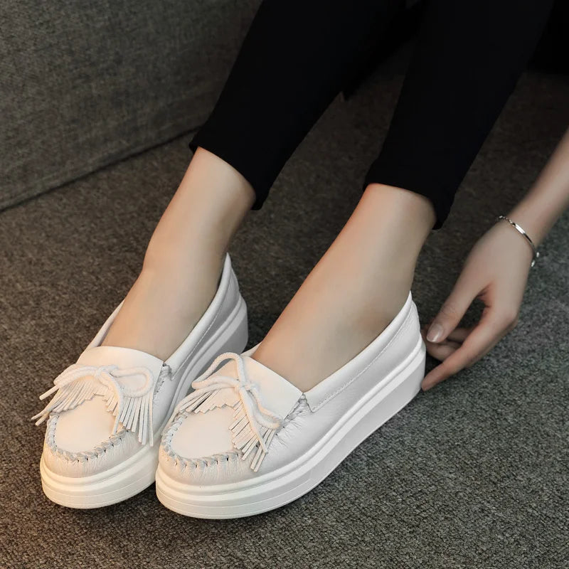 Marigold Shadows BOOT *** Moeerue Platform Mocassins - White