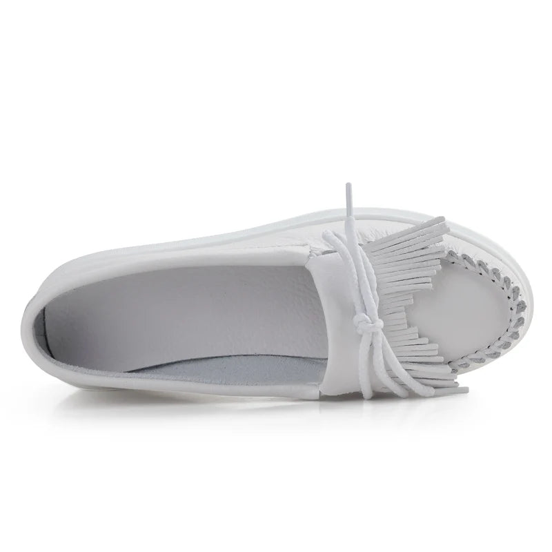 Marigold Shadows BOOT *** Moeerue Platform Mocassins - White