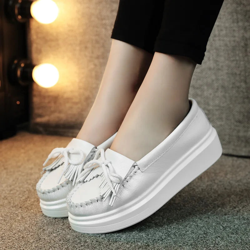 Marigold Shadows BOOT *** Moeerue Platform Mocassins - White