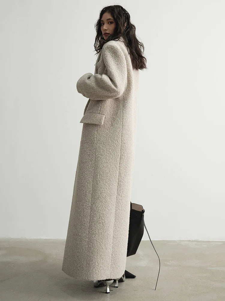 Marigold Shadows Coats Crema Long Woolen Coat