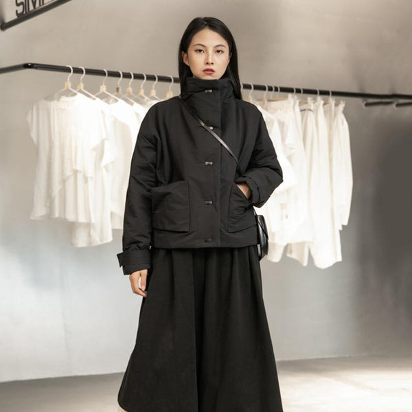 Marigold Shadows coats Hanami Stand Collar Cotton Padded Coat