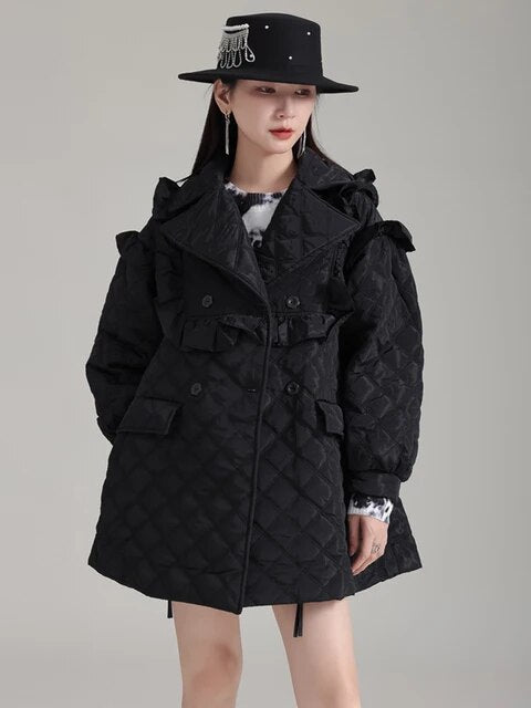 Black shop ruffle coat