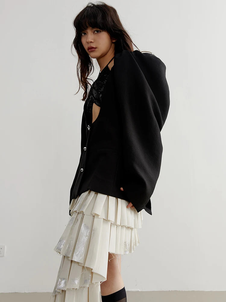 Marigold Shadows Coats Nandy Puff Sleeve Cut-Out Coat