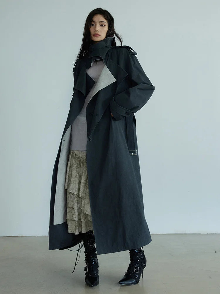 Marigold Shadows Coats Regener Color Block Trench Coat