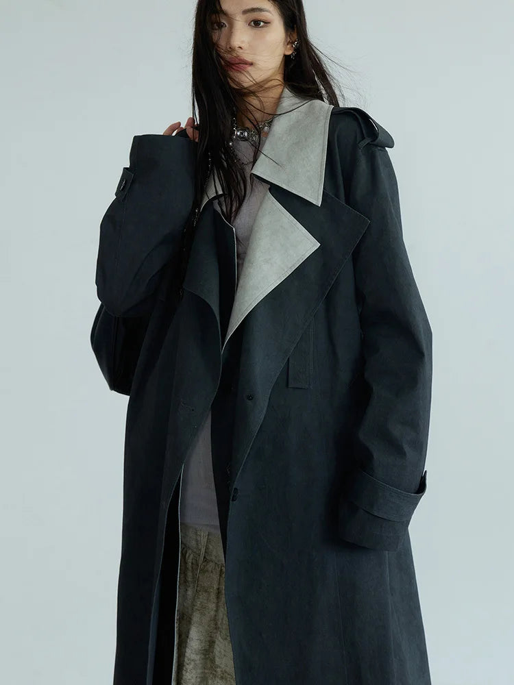 Marigold Shadows Coats Regener Color Block Trench Coat