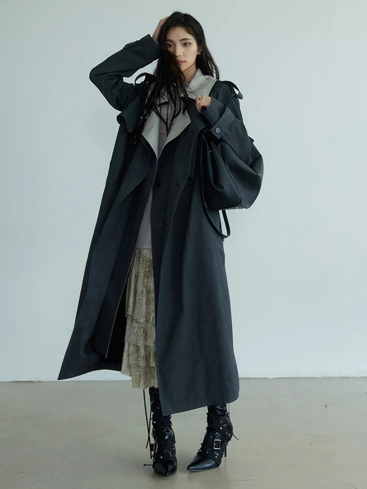 Marigold Shadows Coats Regener Color Block Trench Coat