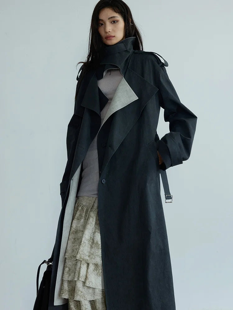 Marigold Shadows Coats Regener Color Block Trench Coat