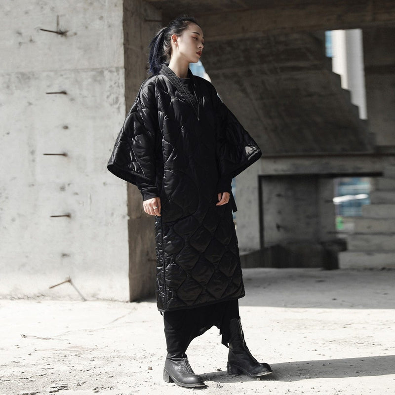 Marigold Shadows coats Satoko V-collar Quilted Coat