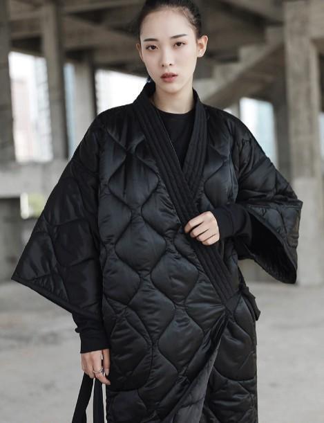 Marigold Shadows coats Satoko V-collar Quilted Coat