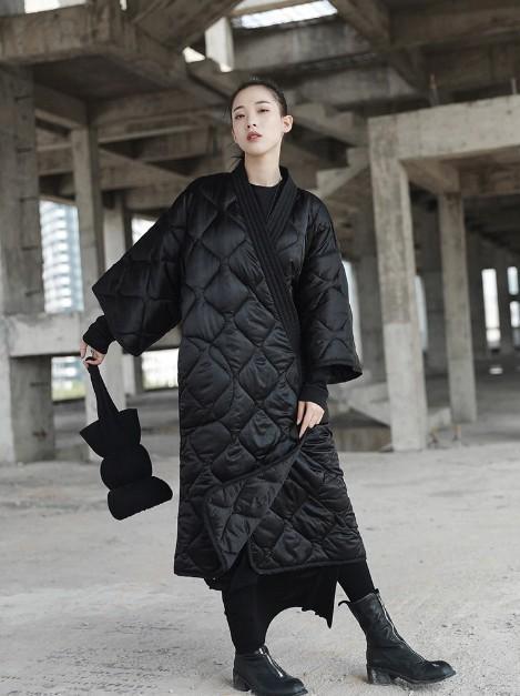 Marigold Shadows coats Satoko V-collar Quilted Coat