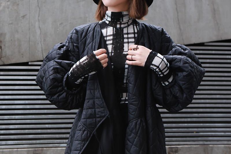 Marigold Shadows coats Sayaka Quilted Lantern Sleeve Coat