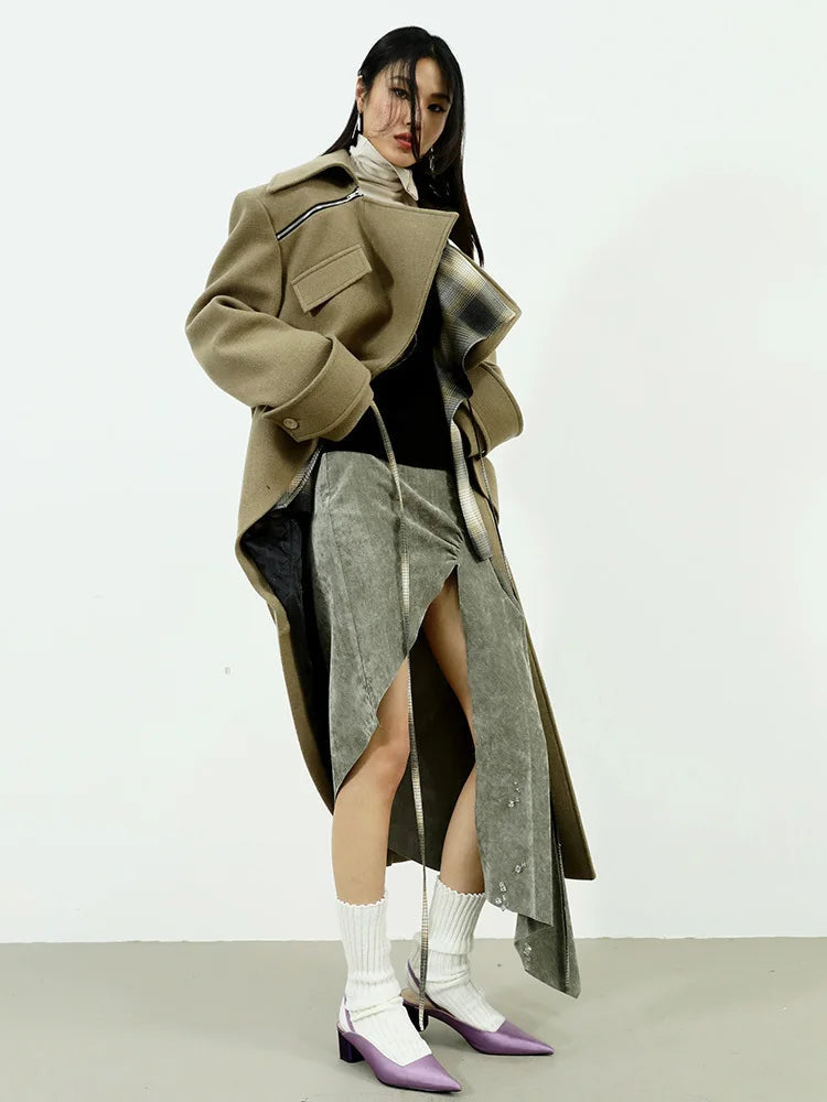 Marigold Shadows Coats Shunta Asymmetric Lapel Coat