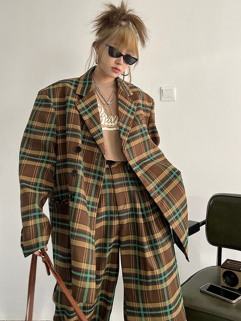 Marigold Shadows Coats Teruma Oversized Plaid Coat