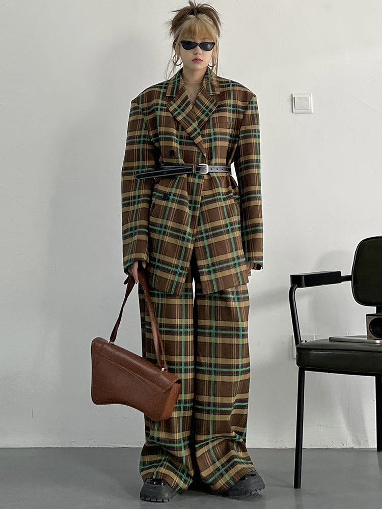 Marigold Shadows Coats Teruma Oversized Plaid Coat