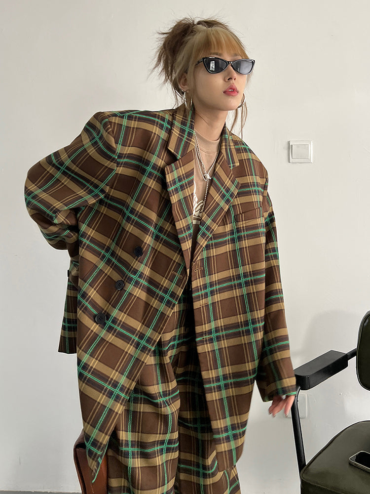 Marigold Shadows Coats Teruma Oversized Plaid Coat