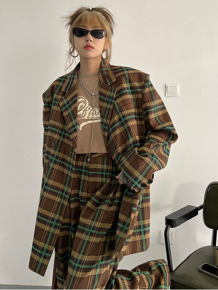 Marigold Shadows Coats Teruma Oversized Plaid Coat