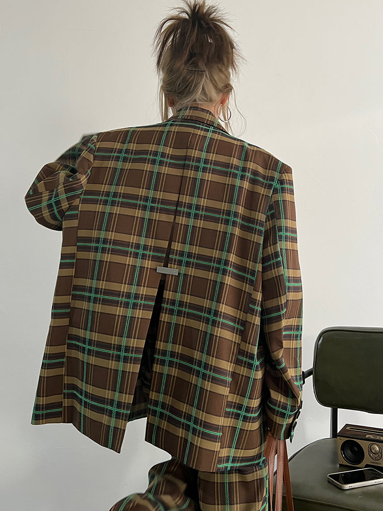 Marigold Shadows Coats Teruma Oversized Plaid Coat