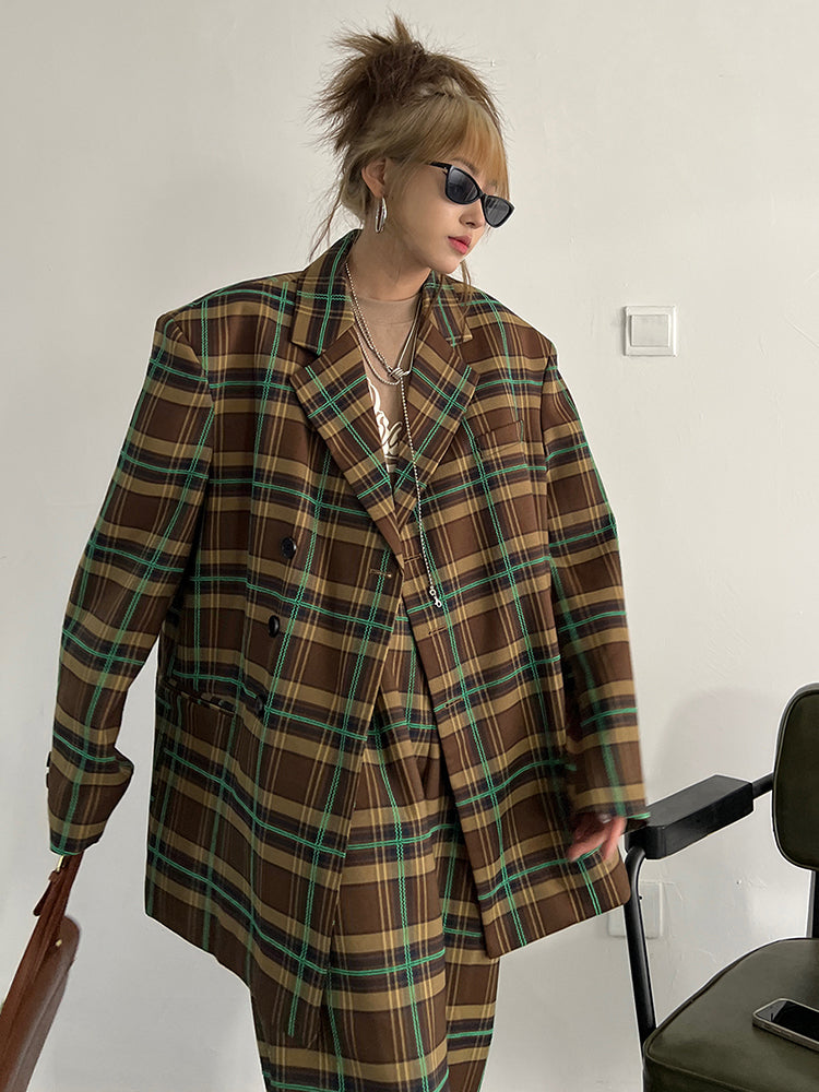 Marigold Shadows Coats Teruma Oversized Plaid Coat