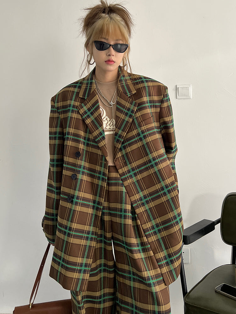 Marigold Shadows Coats Teruma Oversized Plaid Coat