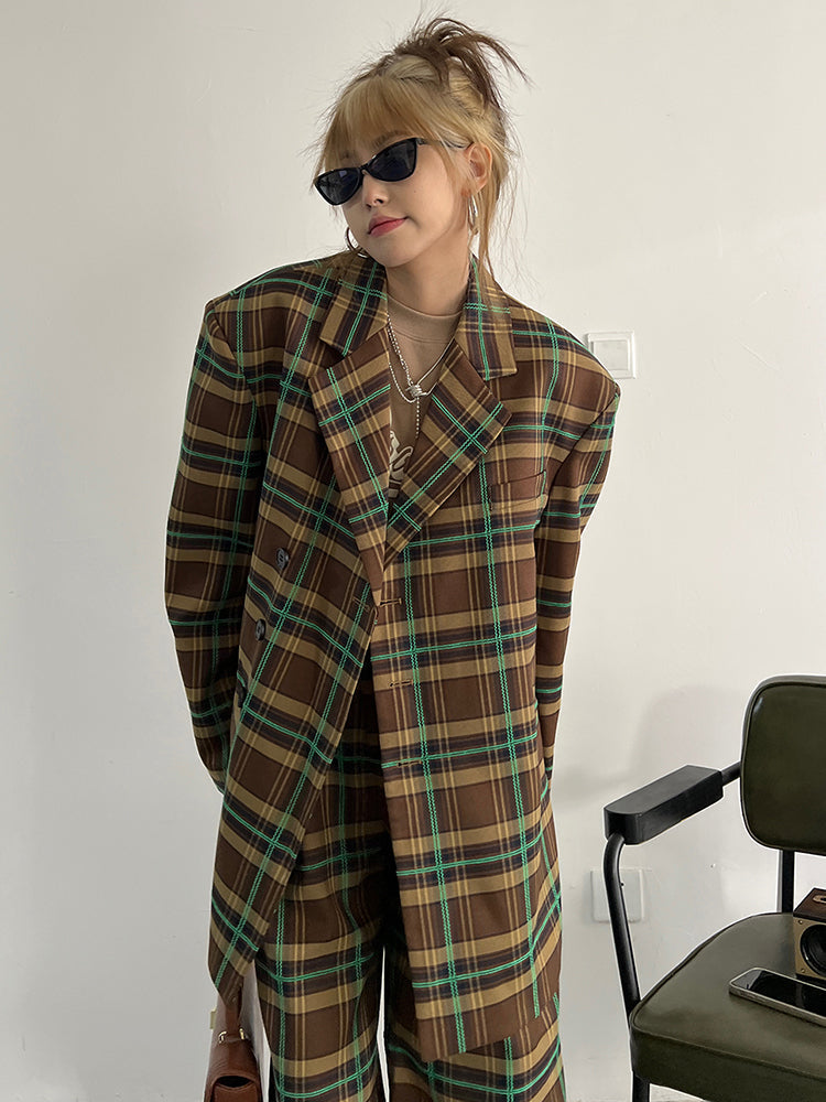 Marigold Shadows Coats Teruma Oversized Plaid Coat